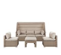 Beliani Garden Lounge Set With Table 5 Seater Coccolia Modular Pe Rattan Beige, Cream