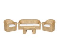 Beliani Garden Lounge Set With Table 5 Seater Livadeia Rattan Natural