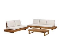 Beliani Garden Lounge Set With Table 5 Seater Marettimo Certified Acacia Wood Brown