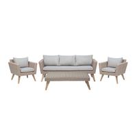Beliani Garden Lounge Set With Table 5 Seater Vittoria Pe Rattan Grey, Brown