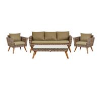 Beliani Garden Lounge Set With Table 5 Seater Vittoria Xl Olive Green Pe Rattan