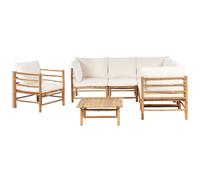 Beliani Garden Lounge Set With Table 6 Seater Cerreto Bamboo Wood Off-White