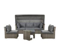 Beliani Garden Lounge Set With Table 6 Seater Corte Modular Pe Rattan Dark Brown, Brown