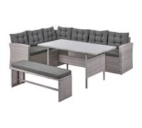 Beliani Garden Lounge Set With Table 8 Seater Viterbo Grey Pe Rattan With Cushions