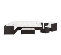 Beliani Garden Lounge Set With Table 8 Seater Xxl Modular Pe Rattan Right Hand Dark Brown