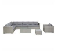 Beliani Garden Lounge Set With Table 8 Seater Xxl Modular Pe Rattan Right Hand Grey