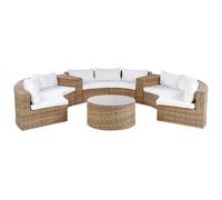 Beliani Garden Lounge Set With Table 9 Seater Severo Golden Brown Pe Rattan