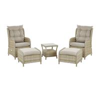Garden Lounge Set with Table and Ottoman 2 Seater PONZA Beige PE Rattan