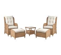 Beliani Garden Lounge Set With Table And Ottoman 2 Seater Ponza Pe Rattan Brown, Brown