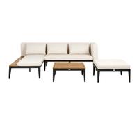 Beliani Garden Lounge Set With Table And Ottoman 3 Seater Bracciano Right Hand Certified Acacia Wood Light Beige, Cream