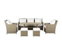 Garden Lounge Set with Table and Ottoman 5 Seater FONTI Brown PE Rattan with Cushions