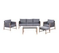 Garden Lounge Set with Table and Ottoman 5 Seater NOLA Metal Grey