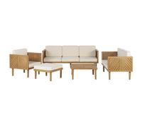 Beliani Garden Lounge Set with Table and Ottoman 6 Seater BARATTI Acacia Wood Brown