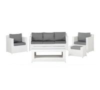 Beliani 6 Seater Pe Rattan Garden Sofa Set White Roma