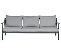 Beliani Garden Outdoor Metal 3 Seater Sofa Aluminium with Thick Water-Repellent Cushions Dark Grey Kiato