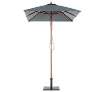 Beliani Garden Parasol 244Cm Rectangular Grey Canopy Birch Wood Pole - Weather Resistant