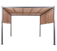 Beliani Pergola With Led Lights Brown Parga