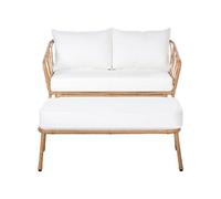 Garden Sofa 2 Seater FOLLO with Bench PE Rattan Light Brown