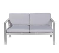 Beliani Garden Sofa 2 Seater Salerno Metal Light Grey
