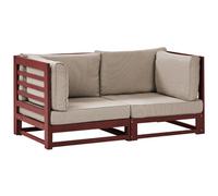 Beliani Garden Sofa 2 Seater Trani Modular Acacia Wood Dark Red