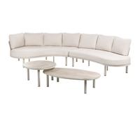 Beliani Garden Sofa 6 Seater Oriolo With Tables Metal Light Beige
