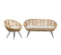 Beliani Garden Sofa Set 3 Seater Maratea Rattan Natural, Brown