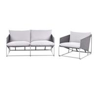 Beliani Garden Sofa Set 3 Seater Ponte Metal Grey