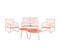 Beliani Garden Sofa Set 4 Seater Formello Coral Metal With Tables