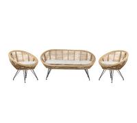 Beliani Garden Sofa Set 4 Seater Maratea Rattan Natural, Brown