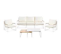 Garden Sofa Set 5 Seater VENARIA with Tables Metal Beige/ White