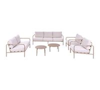 Beliani Garden Sofa Set 7 Seater Nuxis Light Beige Metal With Tables