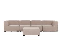 Beliani Garden Sofa With Ottoman 4 Seater Arezzo Modular Beige