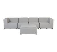 Beliani Garden Sofa With Ottoman 4 Seater Arezzo Modular Light Grey