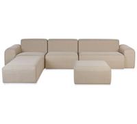 Beliani Garden Sofa With Ottoman 7 Seater Battifollo Modular Beige