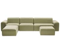 Beliani Garden Sofa With Ottoman 7 Seater Battifollo Modular Olive Green