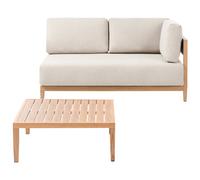 Garden Sofa with Table 2 Seater SAMPIERI Metal Light Brown