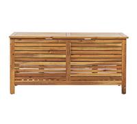 Beliani Garden Storage Box Light Brown Acacia 130 X 64 Cm Lid - Weatherproof Outdoor Chest