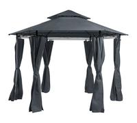 Beliani Gazebo Portel 350 Cm 350 Cm Metal Graphite Grey