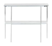 Beliani Glam Console Table White Silver Tempered Glass Marble-Effect 100 X 35 Cm Modern