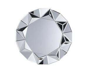 Beliani Glam Round Wall Mirror Geometric Frame Silver Living Room Hallway Decor Habay