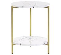 Beliani Glam Side Table Reva White Marble