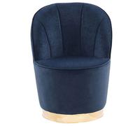 Beliani Glam Velvet Tub Armchair In Dark Blue With Gold Metal Base - Compact Retro Style, Ready Assembled