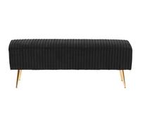 Beliani Glamour Velvet Bench 118 X 40 Cm Black Upholstered With Gold Metal Legs For Living Room And Hallway
