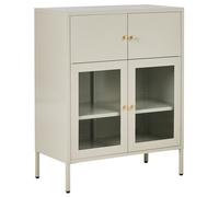 Beliani Glass Display Cabinet Esholt 80 Cm Metal Light Beige
