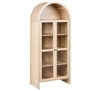Beliani Glass Display Cabinet Glenwood 79 Cm Light Brown