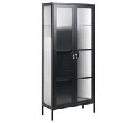 Beliani Glass Display Cabinet Gleora Metal Black
