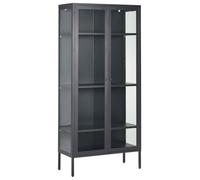 Beliani Glass Display Cabinet Harty 80 Cm Metal Black