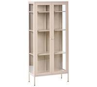 Beliani Glass Display Cabinet Harty Metal 80 Cm Beige