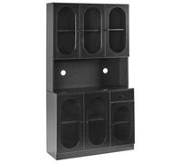 Beliani Glass Display Cabinet LANGFORD 100 cm Black, Black