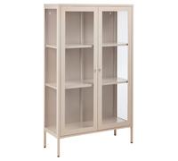 Beliani Glass Display Cabinet Nash 90 Cm Metal Beige